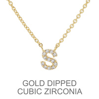 GOLD DIPPED CZ INITIAL NECKLACE